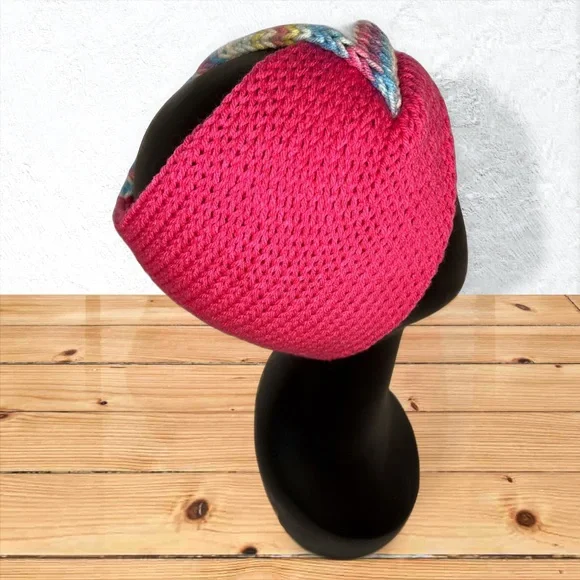 Handmade Knit Twist Ear Warmers Handcrafted Headband Hot Rose and Flapper Girl - Picture 4 of 9